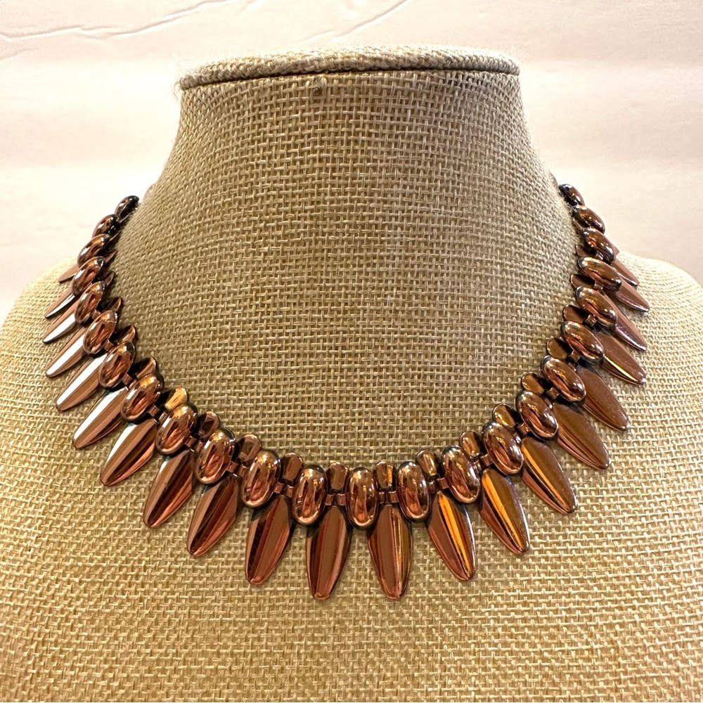 MCM Copper Collar / Choker Necklace, flat lay: Modernist from 1950’s